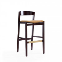 Manhattan Comfort BS014-CL Klismos 40.75 in. Camel and Dark Walnut Beech Wood Barstool